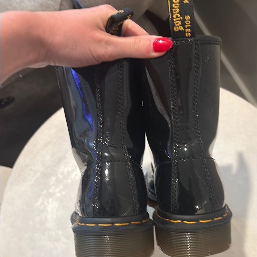 Dr. Martens Black Combat Boots with Patent Leather - Picture 5 of 6
